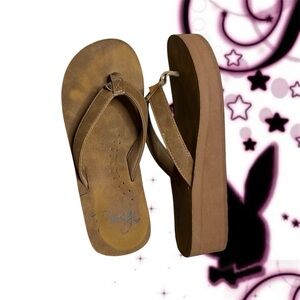 Brown Roxy Platform Flip Flops